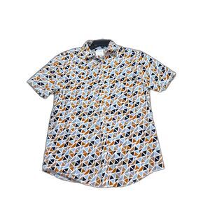 Denim & Flower‎ Ricky Singh Geometric Triangle Print Short Sleeve Button Down